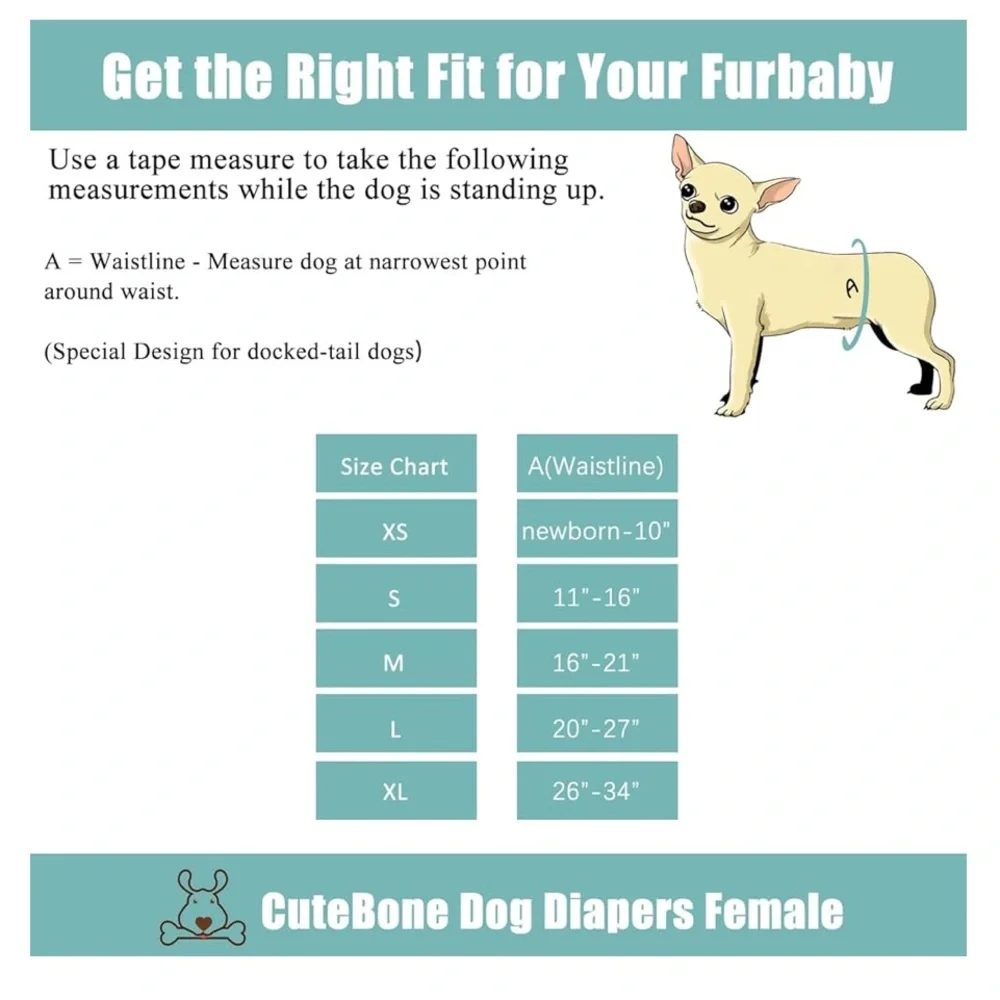 NWOT CuteBone Washable Dog Diapers Female No Tail Hole 3 Pack Size XL